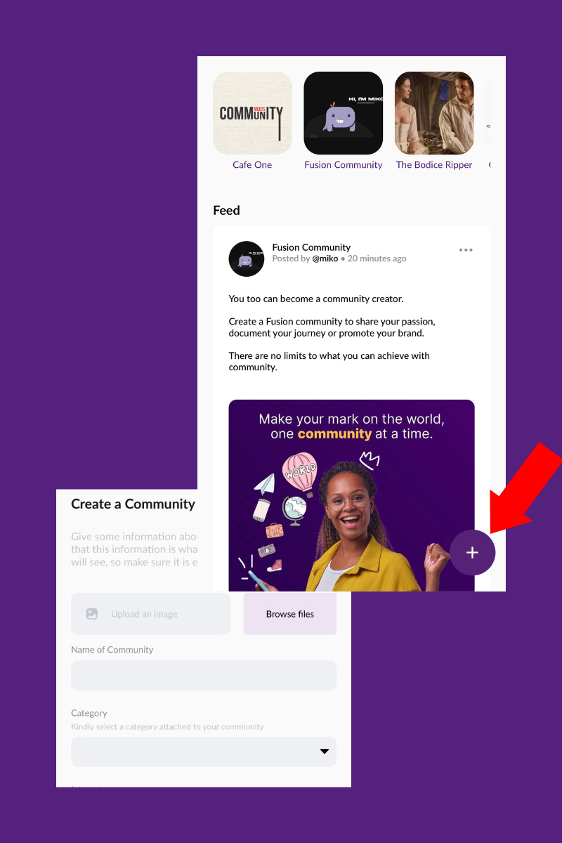 create a community on the Fusion app