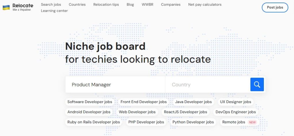 Relocate.me website picture as secret places to find tech jobs