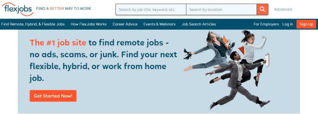 Flexjobs website picture as secret places to find tech jobs