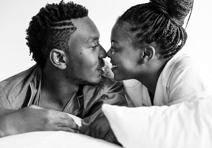 picture showing black couple having an intimate moment