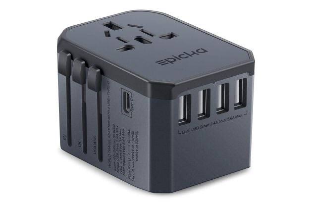 picture showing a black universal travel adapter