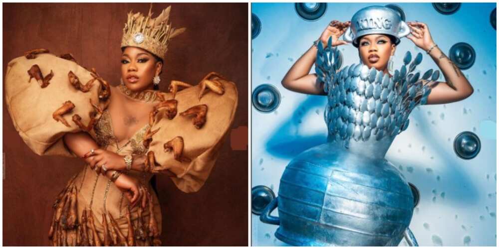 Picture showing Toyin Lawani in different unique creative pieces