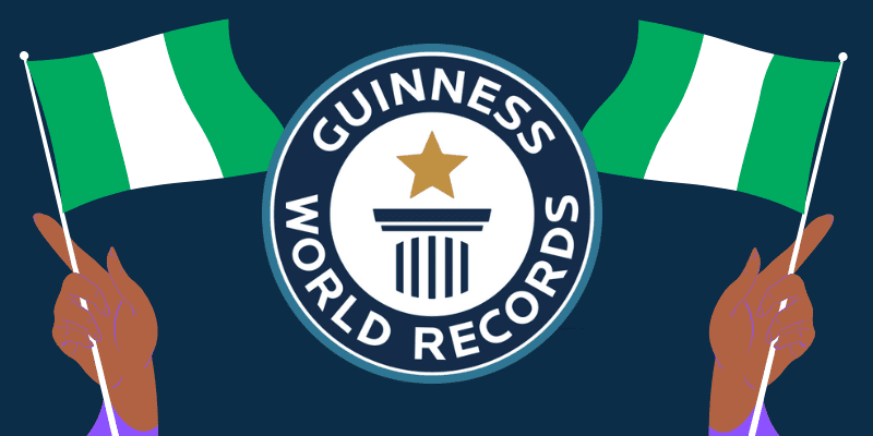 Picture showing the Guinness world records logo and the Nigerian Flag as a result of social media banter