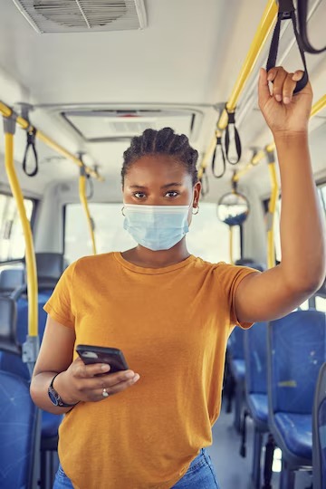 picture showing woman in  a public bus