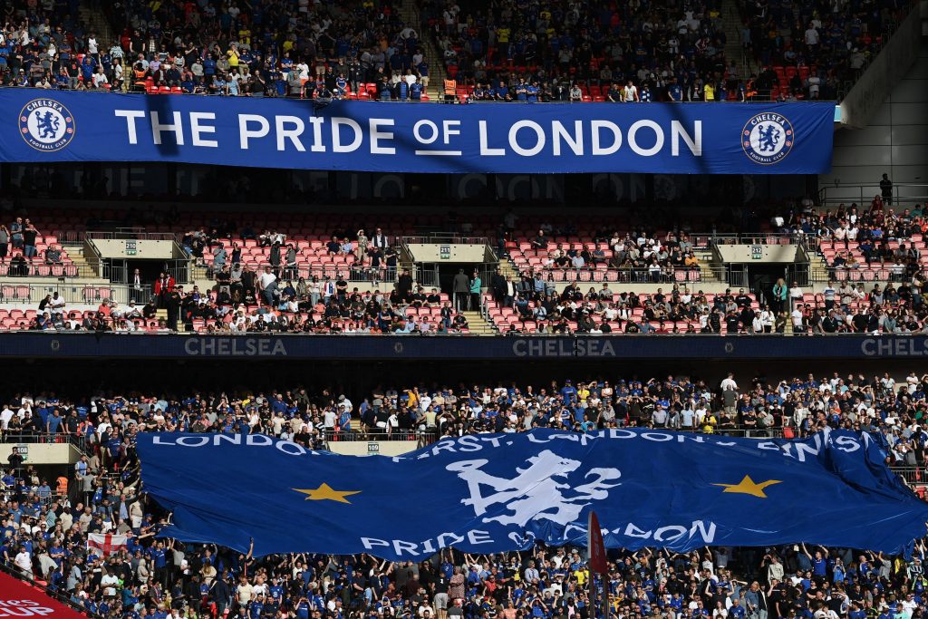 picture showing Chelsea fans in the stadium during a football match