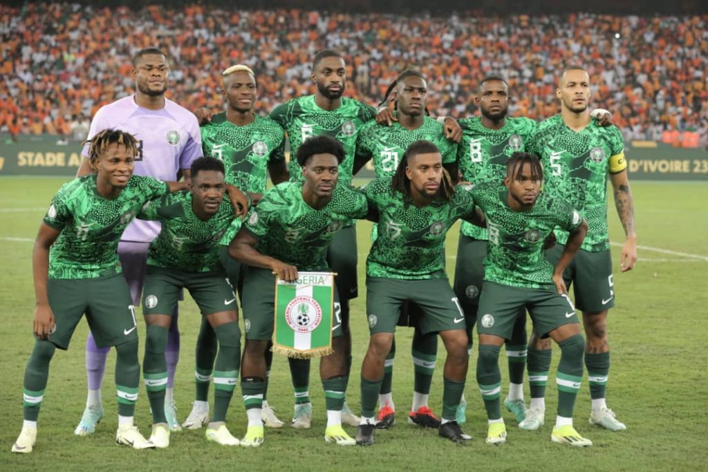 picture showing the Super Eagles, as one of the controversial subjects of most football debates in Nigeria