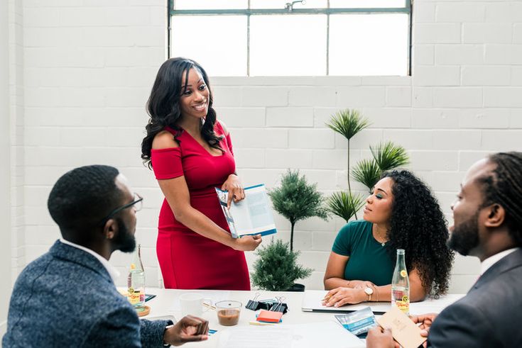 Woman heading a meeting