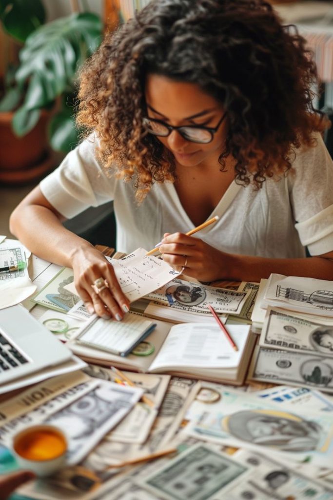 woman calculating trip expenses