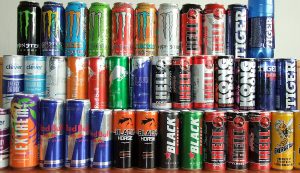 An array of energy drinks