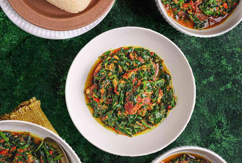 Nigerian soup Efo Riro vegetable stew